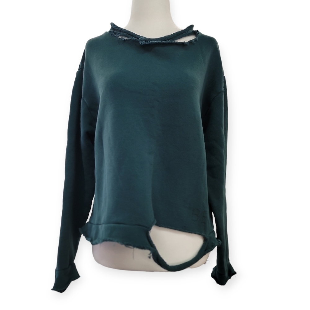 Good hyouman Distressed Raw HEM terry cloth pullover